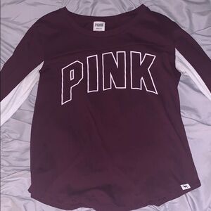 PINK victoria secret burgundy long sleeve t-shirt